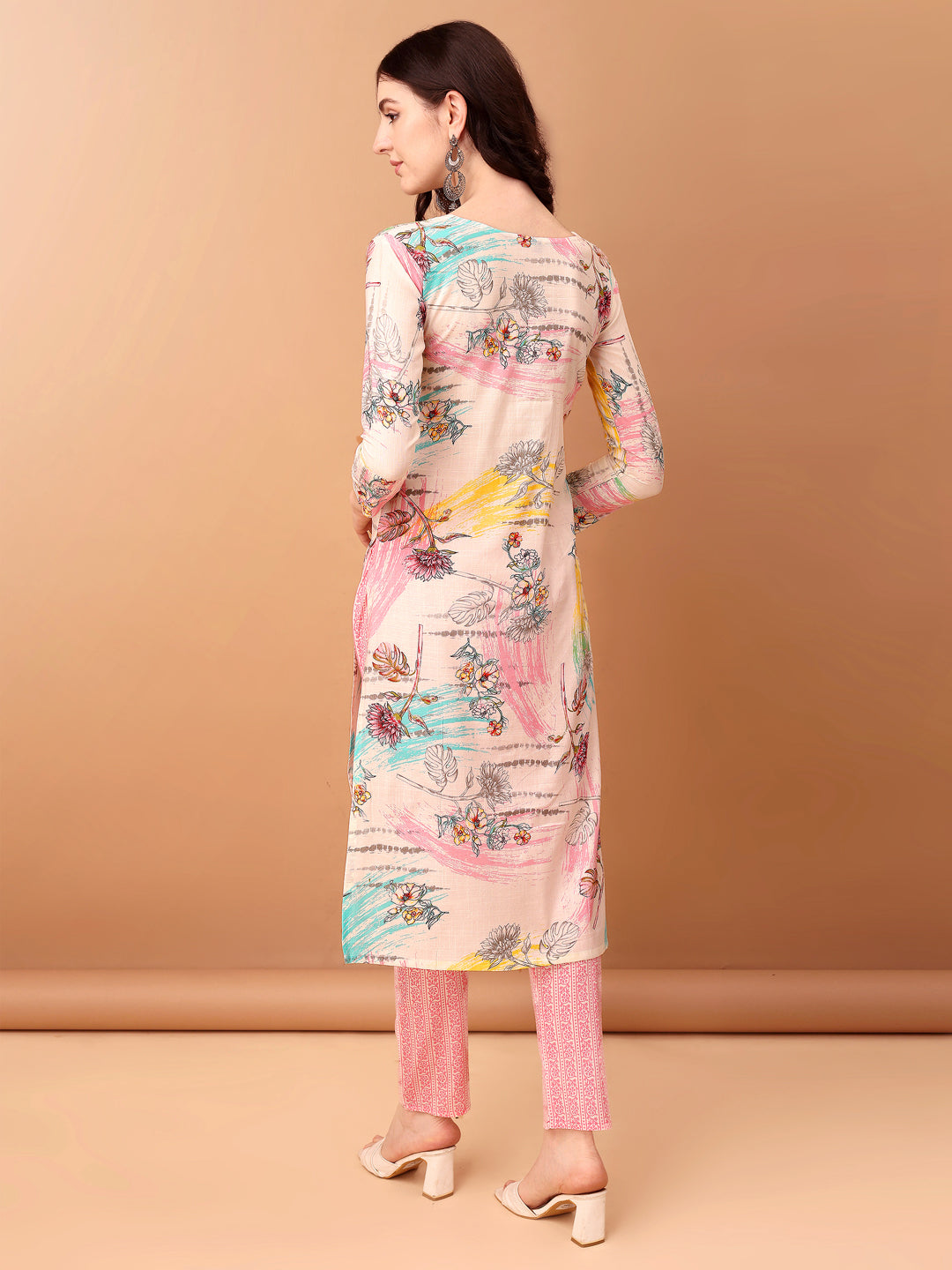 Embroidered & Printed Kurta With Pant & Printed Dupatta, Pink - Hiral Fashion - Distacart