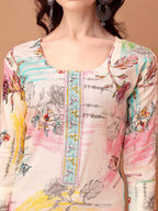 Embroidered & Printed Kurta With Pant & Printed Dupatta, Pink - Hiral Fashion - Distacart