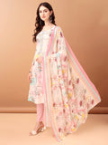 Embroidered & Printed Kurta With Pant & Printed Dupatta, Pink - Hiral Fashion - Distacart