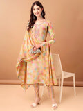 Embroidered & Printed Kurta With Pant & Printed Dupatta, Multicolor - Hiral Fashion - Distacart