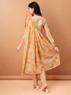 Embroidered & Printed Kurta With Pant & Printed Dupatta, Multicolor - Hiral Fashion - Distacart