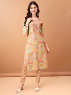 Embroidered & Printed Kurta With Pant & Printed Dupatta, Multicolor - Hiral Fashion - Distacart
