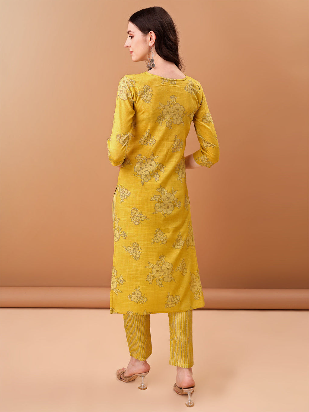Embroidered & Printed Kurta With Pant & Printed Dupatta, Yellow - Hiral Fashion - Distacart