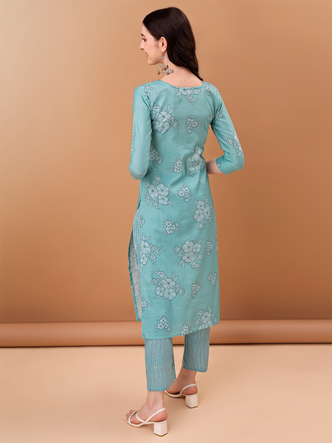 Embroidered & Floral Printed Kurta With Pant & Printed Dupatta, Blue - Hiral Fashion - Distacart