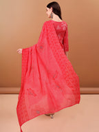 Embroidered & Floral Printed Kurta With Pant & Printed Dupatta, Pink - Hiral Fashion - Distacart