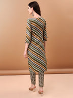 Embroidered & Leheriya Printed Kurta With Pant & Printed Dupatta, Green - Hiral Fashion - Distacart