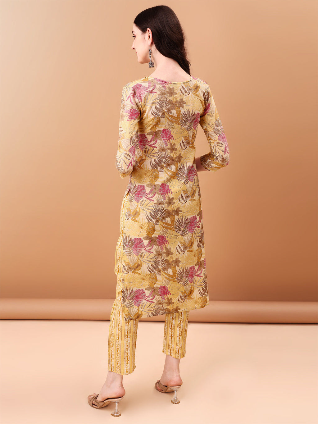 Embroidered & Botanical Printed Kurta With Pant & Printed Dupatta, Yellow - Hiral Fashion