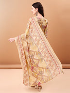 Embroidered & Botanical Printed Kurta With Pant & Printed Dupatta, Yellow - Hiral Fashion