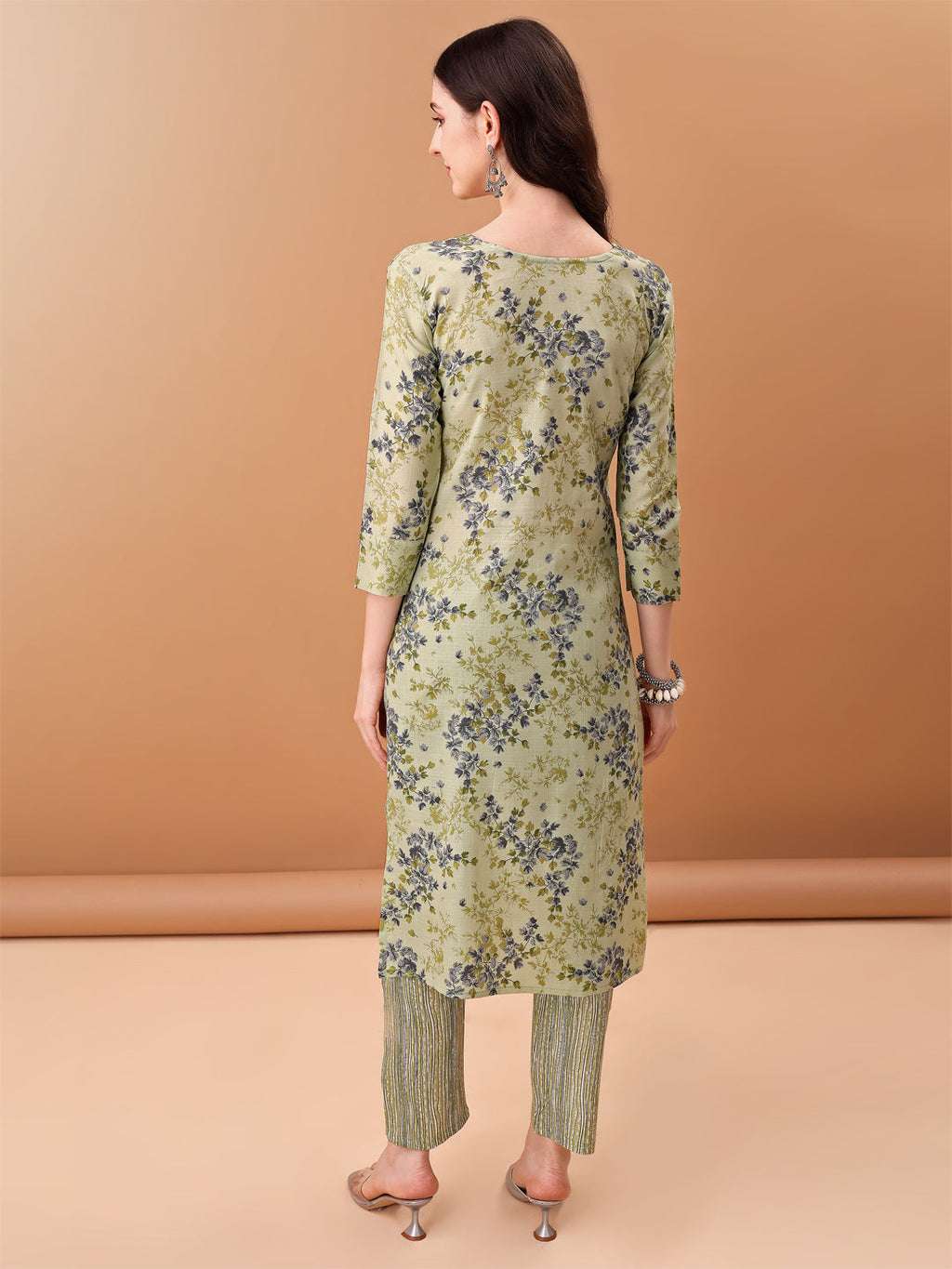 Embroidered & Floral Printed Kurta With Pant & Printed Dupatta, Green - Hiral Fashion - Distacart