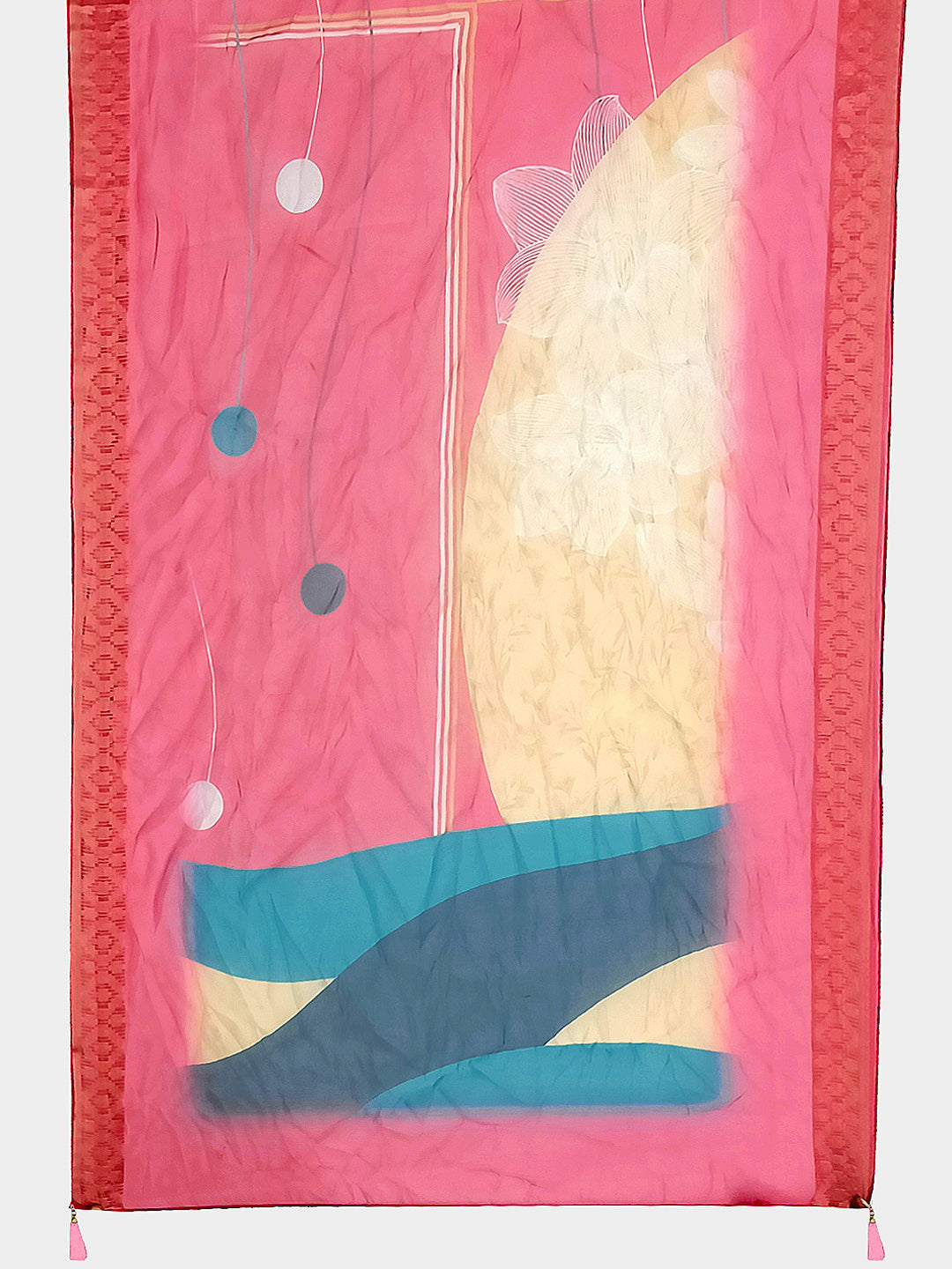 Hand Embroidered Kurta With Pant & Printed Organza Dupatta, Pink - Hiral Fashion - Distacart