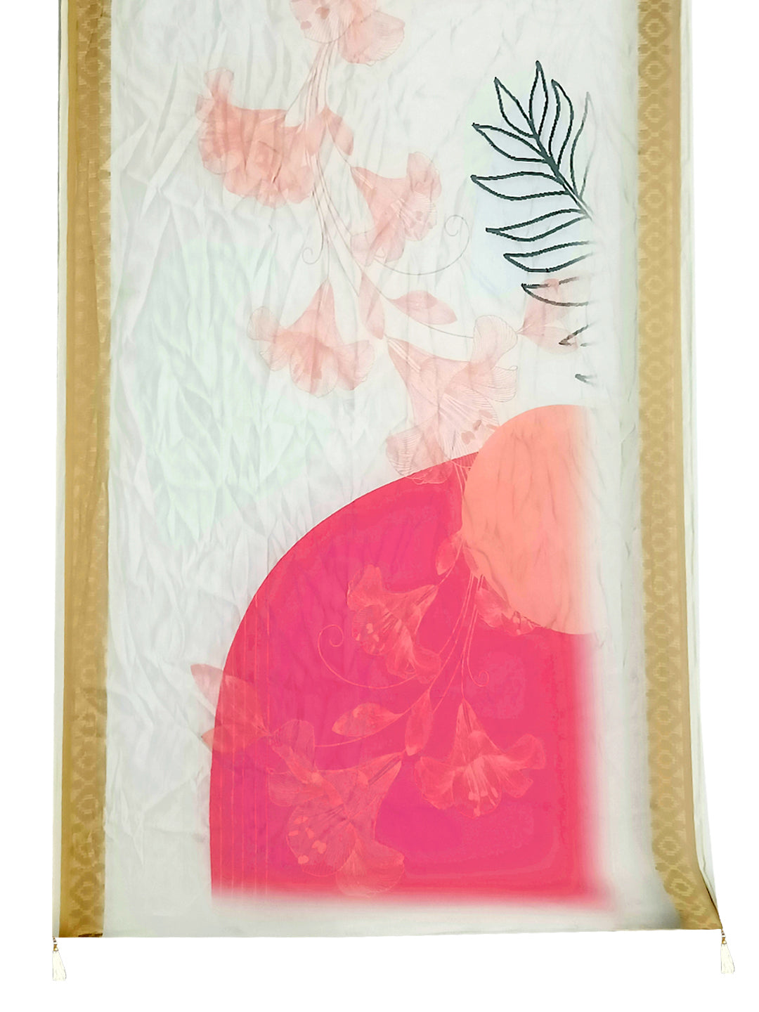 Embroidered Kurta With Pant & Printed Organza Dupatta, White - Hiral Fashion - Distacart