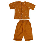 Mhyssa Oscar Half Sleeve Orange and Yellow T-shirt With Full Length Pant Set For Kids
