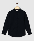 Manet Boys Full Sleeves Solid Shirt - Navy Blue