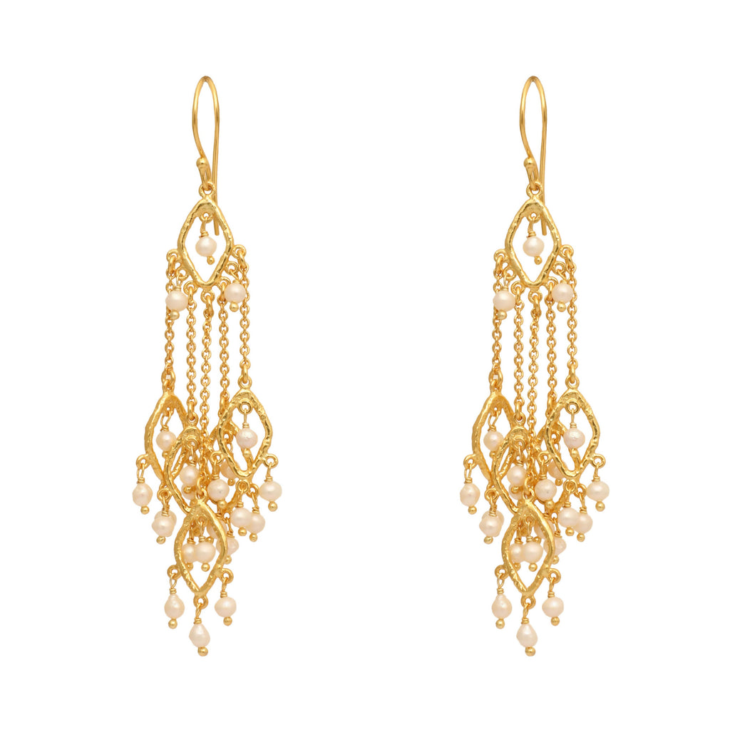 Nuyug 18k String of Pearls Gold Anti Tarnish Earrings - Distacart