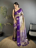 Joban Fashion Purple Intricate Zari Weaving Soft Silk Dharmavaram Saree - Distacart
