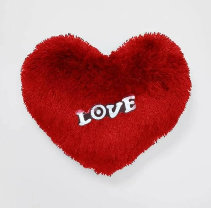 Heart Shape Pillow Fur Cushion (Red)
