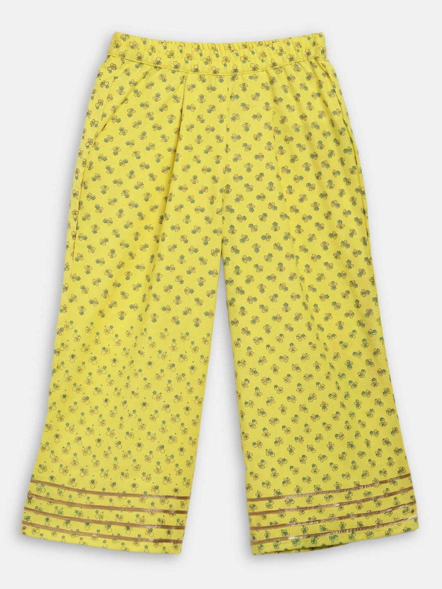 Ahalyaa Mustard Rayon Printed Kids Kurta Palazzo Sets For Kids For Girls