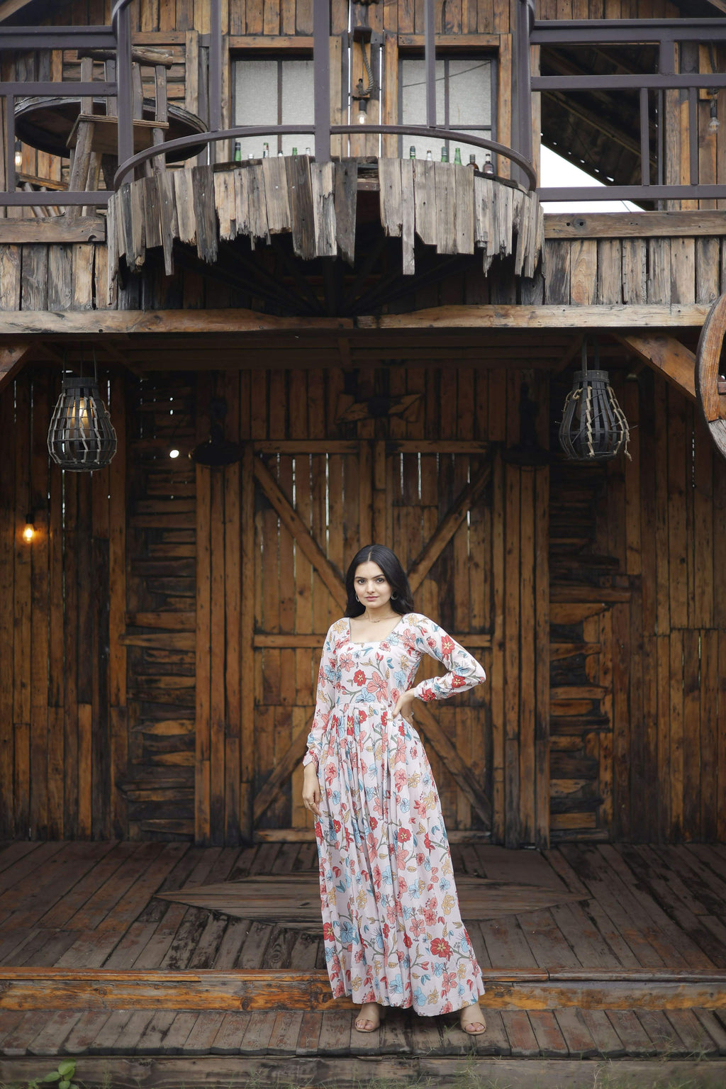 Aayaa Georgette Gown With Heavy Digital Print - Multi Color - Distacart