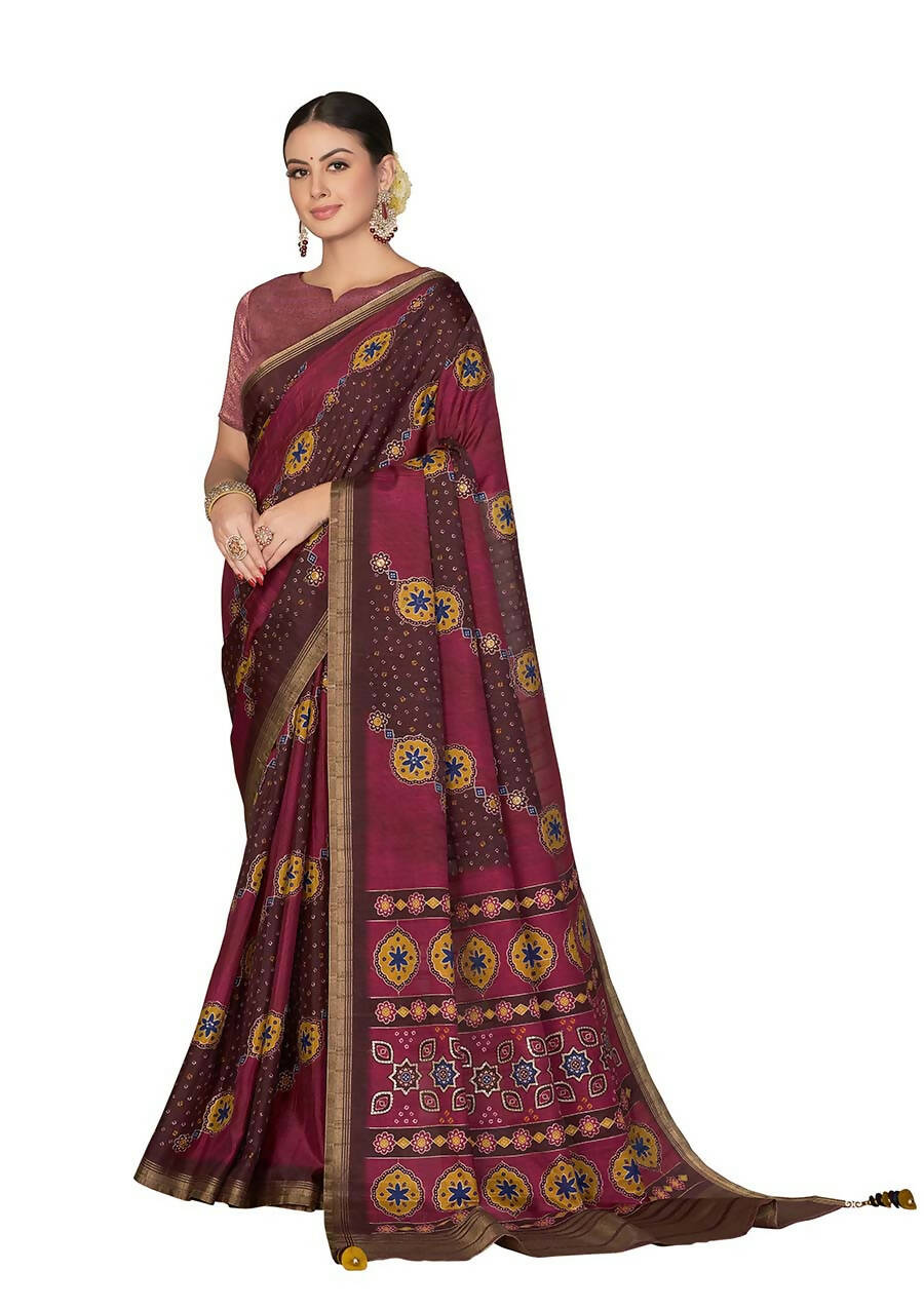 Maroon Rangkat Tussar Silk Woven Design Saree with Unstitched Blouse - Mohmanthan Eshani