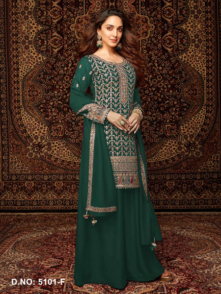 Anaita Dark Green Premium Embroidered Chiffon Salwar Suit