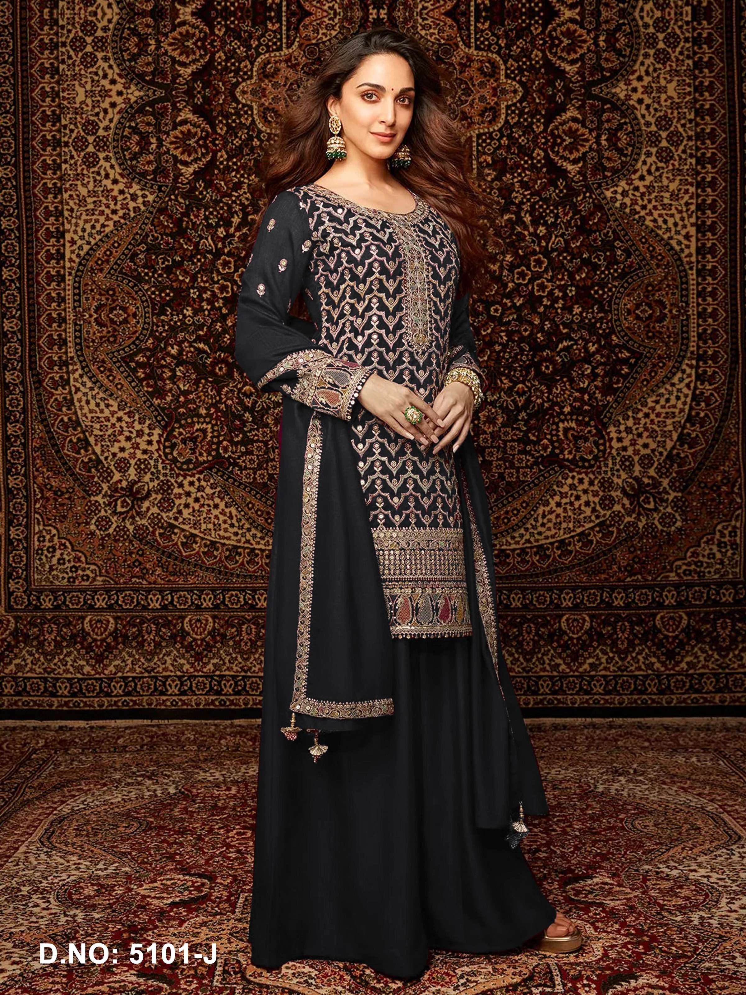 Anaita Black Premium Embroidered Chiffon Salwar Suit - Distacart