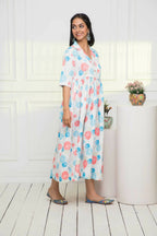 Myshka Women Multi - Floral Rayon A-Line V-Neck Dress - Distacart