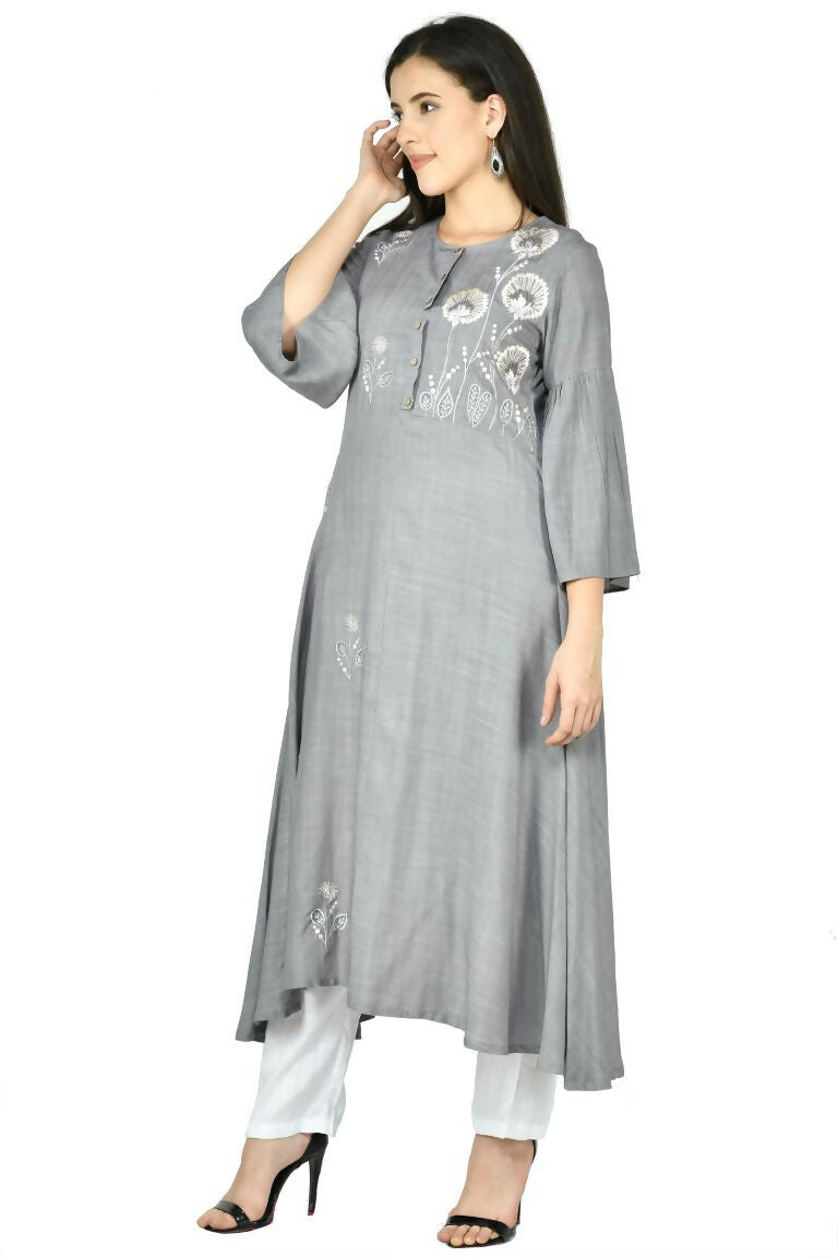 Joban Fashion Grey Cotton Rayon Kurta Set