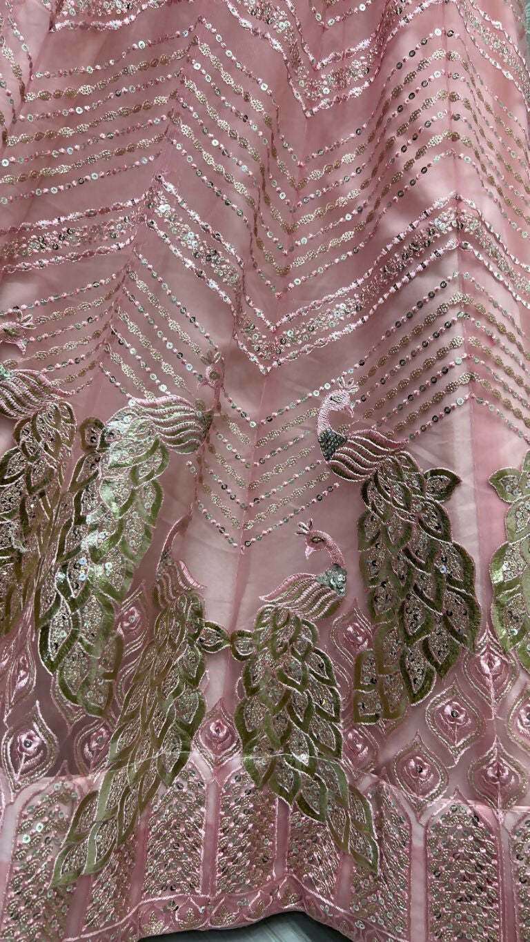 Jyoti Fashion Women's Pink Bridal Net Fancy Foil & Sequins with Multi Thread Embroidered Wedding Lehenga Choli
