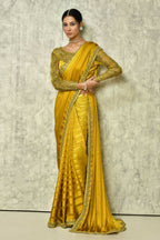 Mustard Silk Solid Designer Saree with Blouse - Purvi