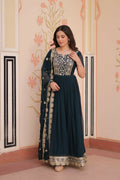 Teeya Creation Rama Color Faux Georgette Embroidery Work Wedding Wear Long Gown - Distacart