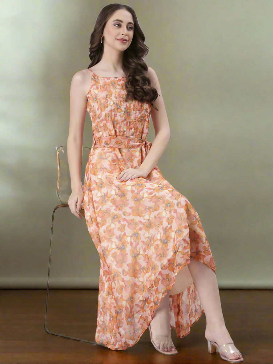 Souchii Floral Print Tiered Dress – Flowy Fit & Flare