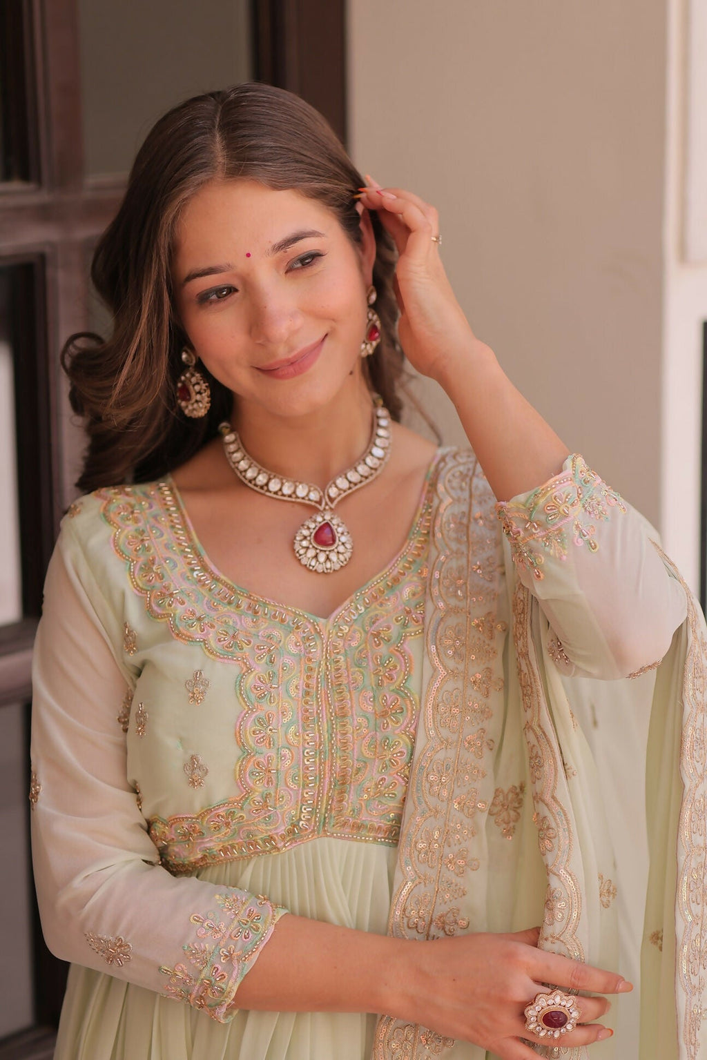 Joban Fashion Pista Georgette Sequence Embroidery Work Kurta Set - Distacart