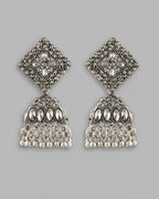 VOJ Black-Toned AD Studded Dome Shaped Jhumkas Earrings - Distacart