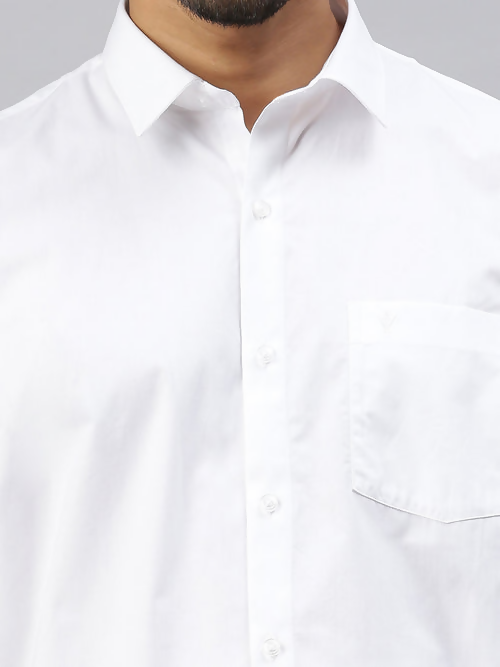 Ramraj Cotton Mens Half Sleeve White Shirt Plus Size - Breeze Cotton