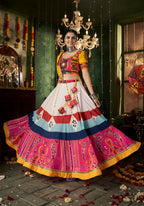 AI Fashion White Maslin Cotton Designer Navratri Lehenga Choli Collection