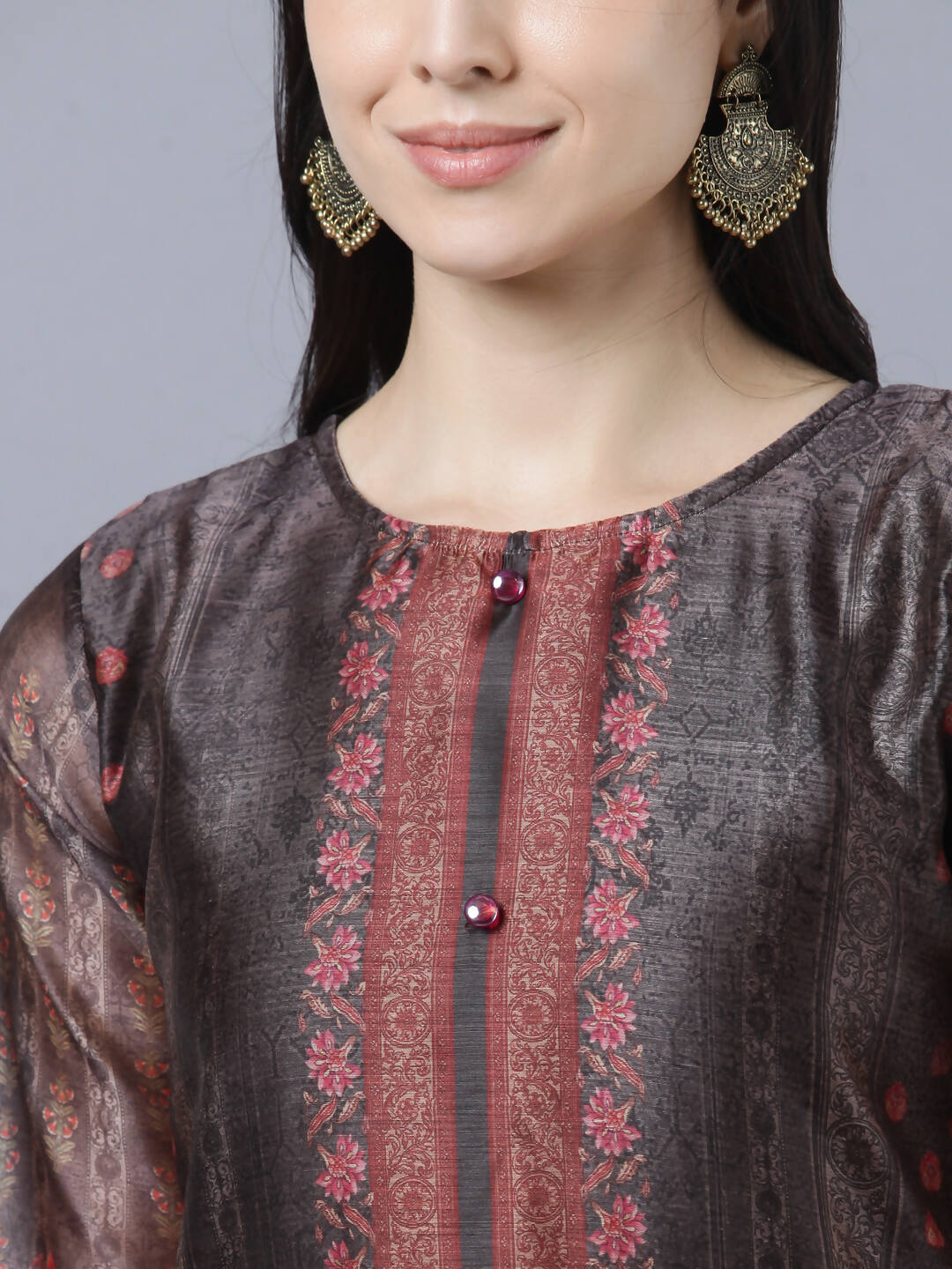 Myshka Women Multicoloured Ethnic Motifs Chanderi Silk Kurta - Distacart