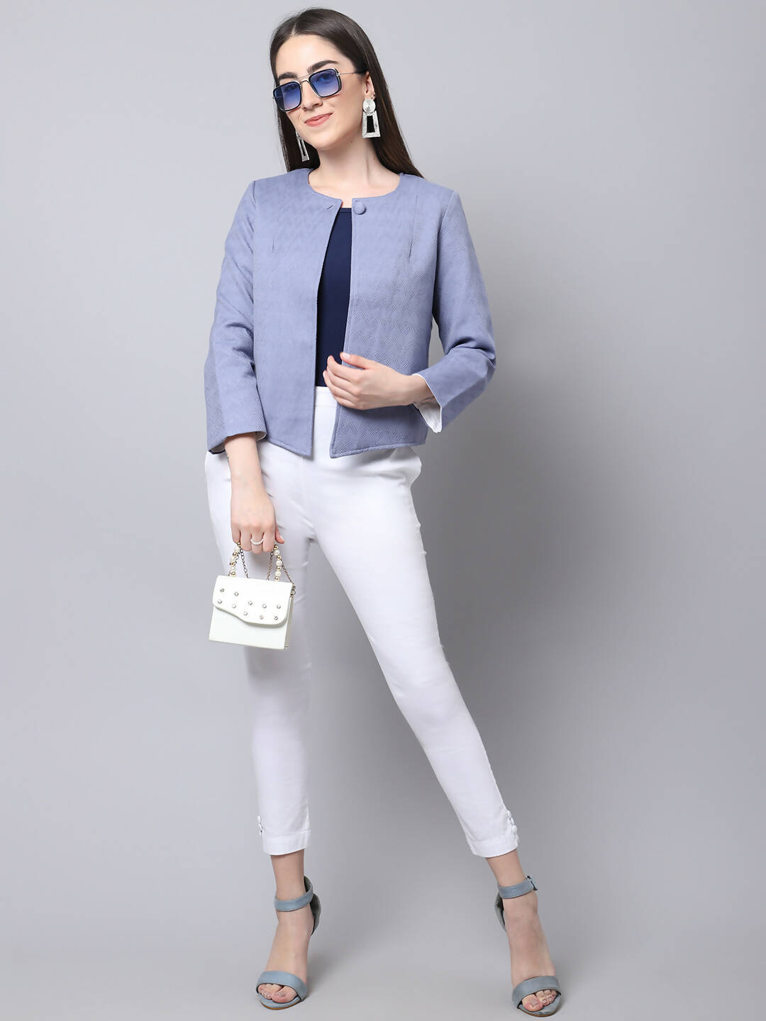 Even Apparels Grey 100% Viscose Open Front Statement Women's Jacket - Distacart