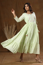 Kaajh Women's Green Mirror Embellishment Anarkali Kurta - Distacart