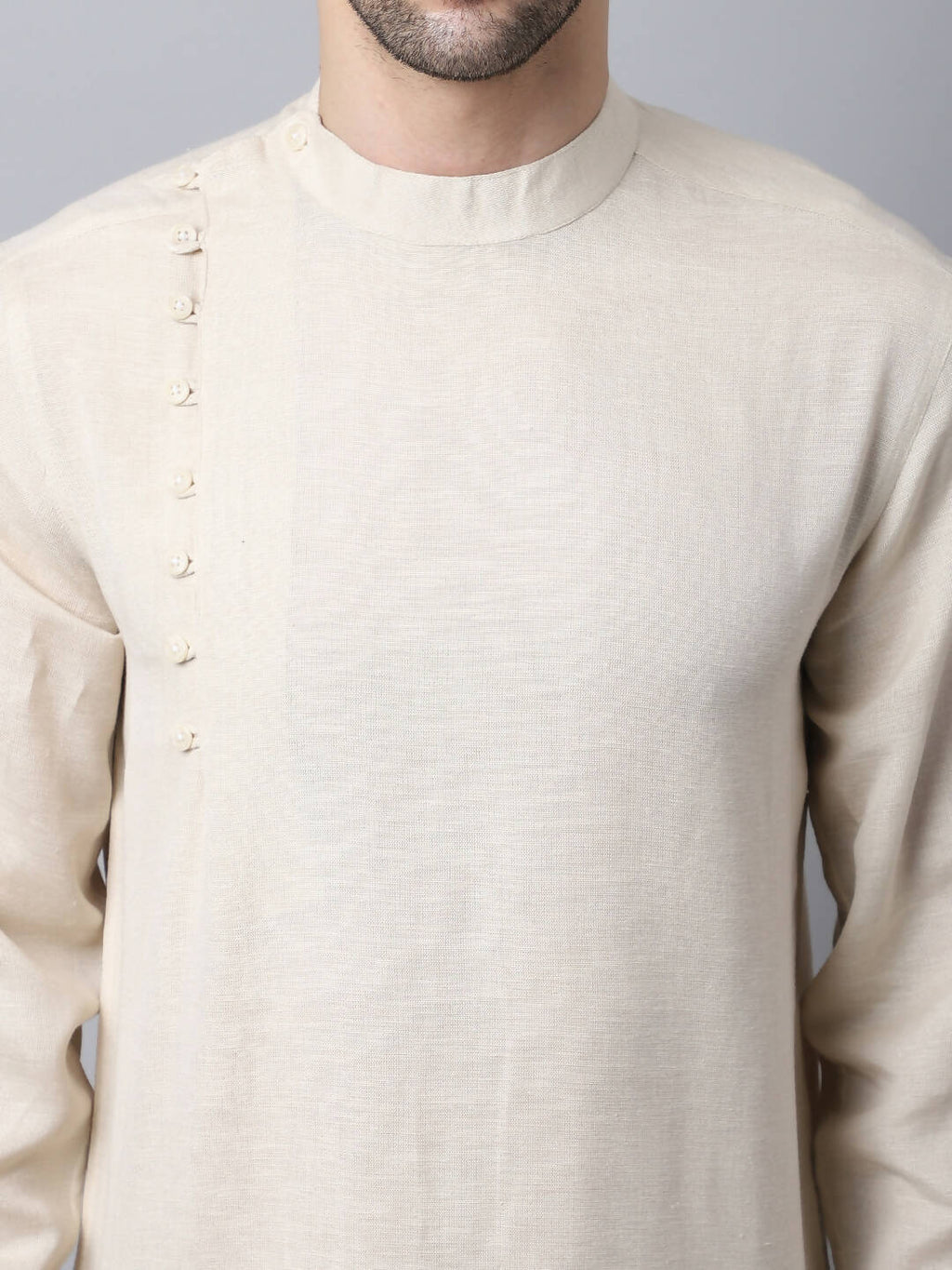 Even Apparels Cream Pure Cotton Kurta With Side Placket - Distacart