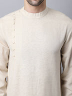 Even Apparels Cream Pure Cotton Kurta With Side Placket - Distacart