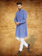 Even Apparels Men's Pure Cotton Blue Striped Kurta