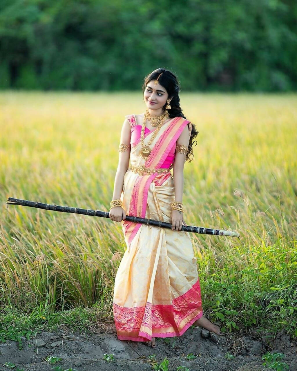 DEIANA'S Beautiful Designer Golden zari Soft Lichi Silk Saree - White