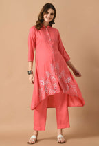 Joban Fashion Coral Cotton Rayon Kurta Set