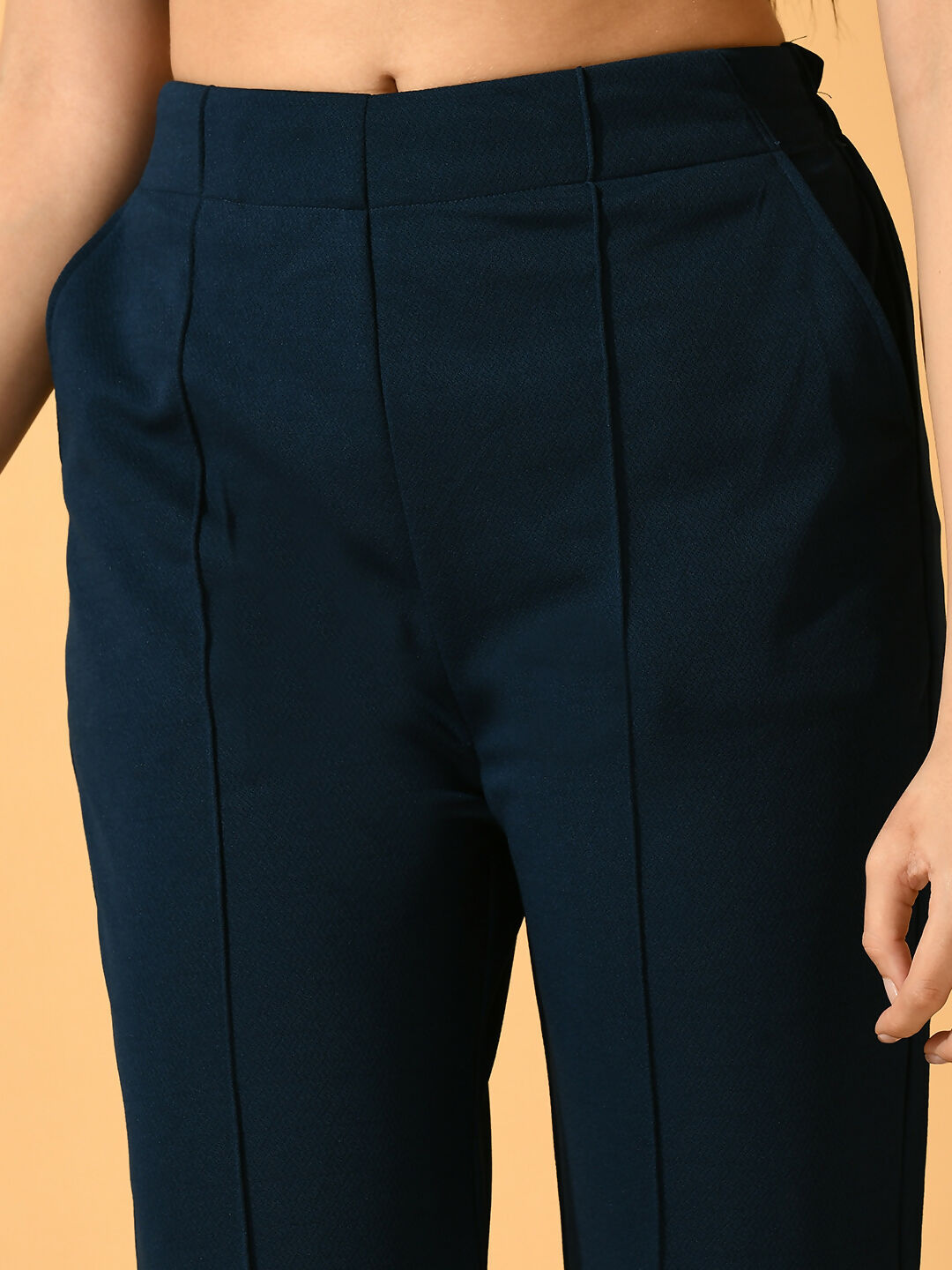 Myshka Women's Navy Blue Flared Party Trouser