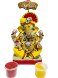 Eco-Friendly Ganesh Idols (Non-Toxic Colors) With Chatri, Akshat & Kumkum