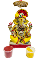 Eco-Friendly Ganesh Idols (Non-Toxic Colors) With Chatri, Akshat & Kumkum