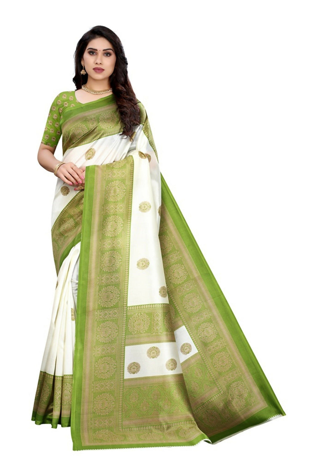 Vamika Green Printed Art Silk Saree