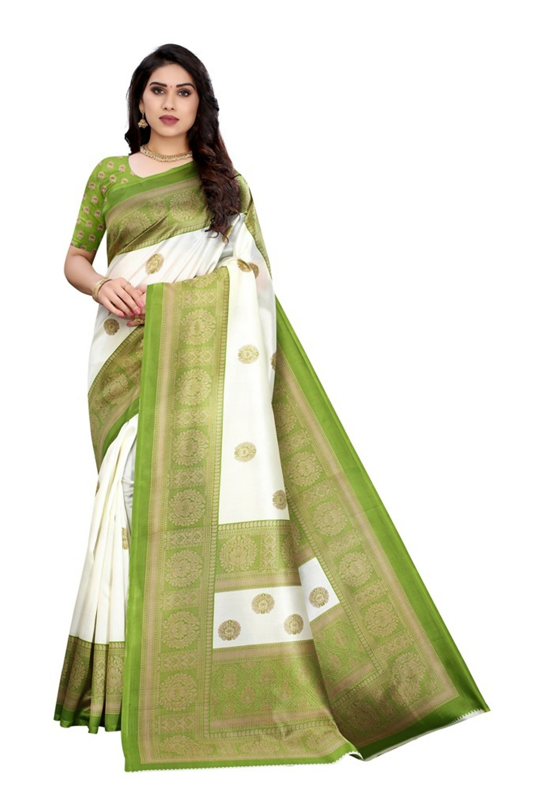 Vamika Green Printed Art Silk Saree