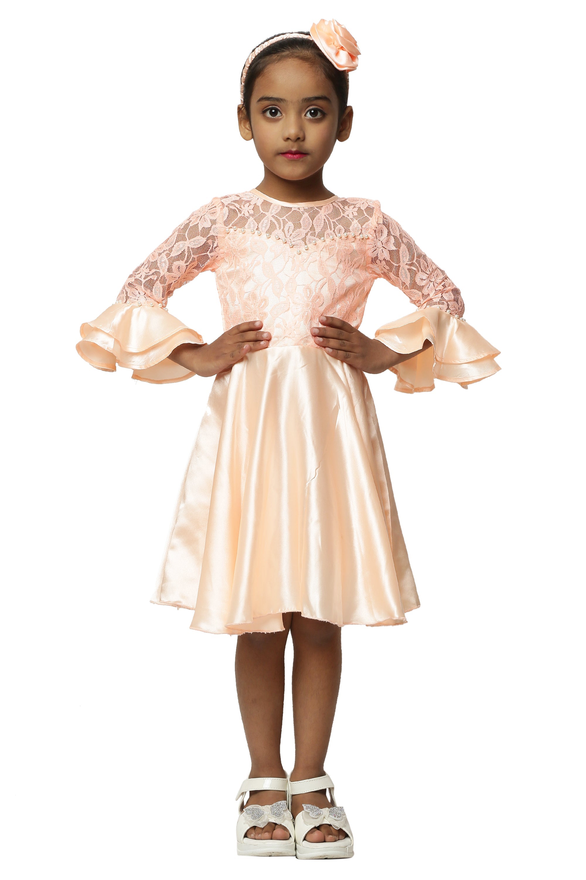 Asmaani Kids Party Wear Stylish Dresses, Perfect for Parties, Functions & Vacations - Peach