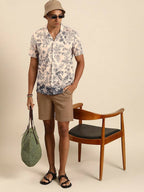 Off White Relaxed Floral Opaque Printed Casual Resort Shirt - Mahotsav